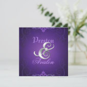 Nobel Lila Texture Silver Scroll Einladung (Stehend Vorderseite)