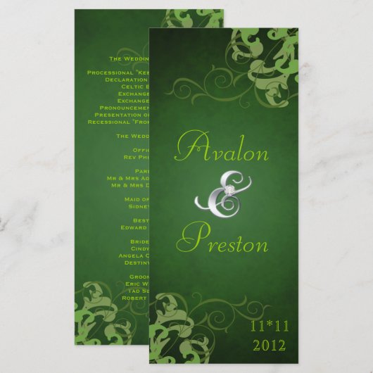 Nobel Limon Scroll Green Wedding Program Programm (Vorne/Hinten)