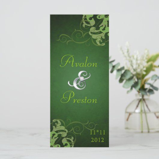 Nobel Limon Scroll Green Wedding Program Programm (Stehend Vorderseite)