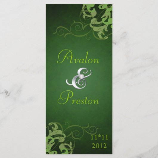 Nobel Limon Scroll Green Wedding Program Programm (Vorderseite)