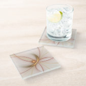 Nobelkupfer und Gold Abstrakt Moderne Fraktal Kuns Glasuntersetzer (Schrägansicht)