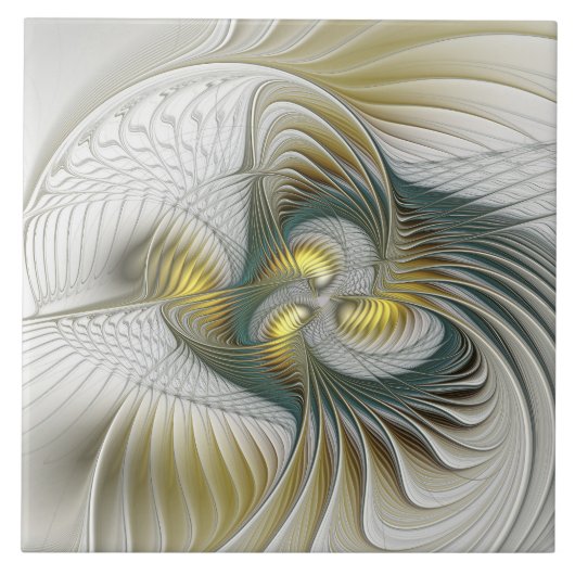 Nobile Golden Aquamarine Abstrakte Fantasie Frakta Fliese (Vorderseite)