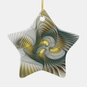 Nobile Golden Aquamarine Abstrakte Fantasie Frakta Keramik Ornament
