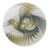 Nobile Golden Aquamarine Abstrakte Fantasie Frakta Keramikknauf (Vorderseite)