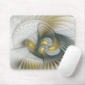 Nobile Golden Aquamarine Abstrakte Fantasie Frakta Mousepad (Mit Mouse)