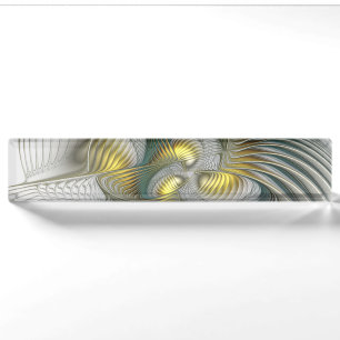 Nobile Golden Aquamarine Abstrakte Fantasie Frakta Namensplakette