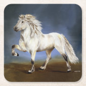 Nobility White Icelandic Horse Rechteckiger Pappuntersetzer (Vorderseite)