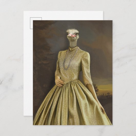 Noble Beasts - Dandy Ostrich Postkarte (Vorne/Hinten)