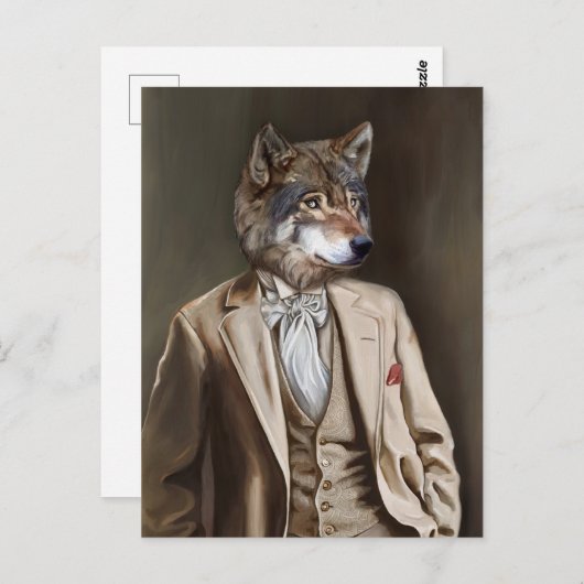 Noble Beasts - Dandy Wolf Postkarte (Vorne/Hinten)