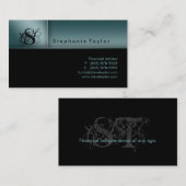 Noble berufliche schwarze aquamarine visitenkarte (Vorne/Hinten)