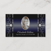 Noble Black Blue White Squiggled Juwelen mit Foto Visitenkarte (Vorderseite)