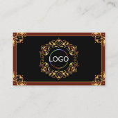 Noble Black Brown Gold mit Logo beeindruckend Visitenkarte (Vorderseite)