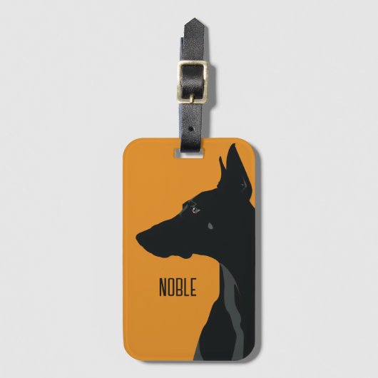 Noble Black Doberman Gepäckanhänger (Vorderseite Vertikal)