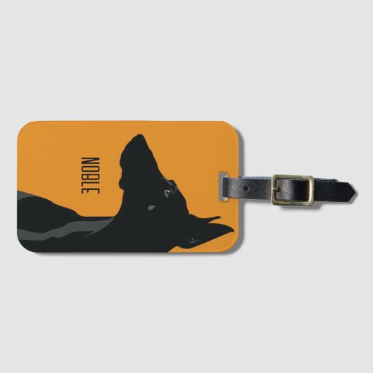 Noble Black Doberman Gepäckanhänger (Vorderseite (Horizontal))