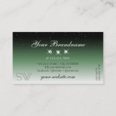 Noble Black Green Ombre Sparkle Diamonds Initialen Visitenkarte (Rückseite)