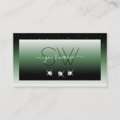 Noble Black Green Ombre Sparkle Diamonds Initialen Visitenkarte (Vorderseite)
