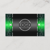 Noble Black Green Squiggled Jewels Logo und Foto Visitenkarte (Vorderseite)