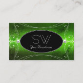 Noble Black Green Verziert Sparkle Diamonds Initia Visitenkarte (Vorderseite)
