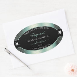 Noble Black Icy Aquamarin Shiny Brilliant Produkte Ovaler Aufkleber