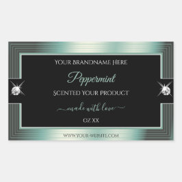 Noble Black Icy Aquamarin Shiny Brilliant Produkte Rechteckiger Aufkleber