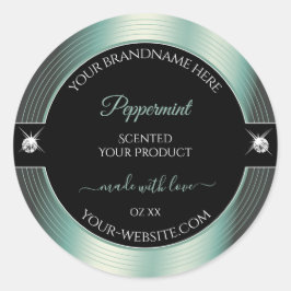 Noble Black Icy Aquamarin Shiny Brilliant Produkte Runder Aufkleber