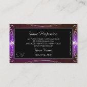 Noble Black Lila Verziert Sparkle Jewels Initials Visitenkarte (Rückseite)