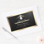 Noble Black Product Label Gold Frame Logo Monogram Rechteckiger Aufkleber (Umschlag)