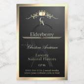 Noble Black Product Label with Gold Frame Monogram Lebensmitteletikett (Einzelnes Label)