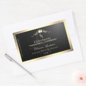 Noble Black Product Label with Gold Frame Monogram Rechteckiger Aufkleber (Umschlag)
