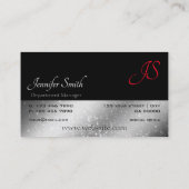 Noble Black Red Silver Glittery Stars und Initiale Visitenkarte (Rückseite)