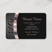 Noble Black Rose Gold Shiny Diamonds mit Initialen Visitenkarte (Rückseite)
