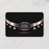 Noble Black Rose Gold Shiny Diamonds mit Initialen Visitenkarte (Vorderseite)