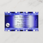 Noble Blue Luminous Glitzer Sparkle Stars und Logo Visitenkarte (Rückseite)