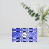 Noble Blue Luminous Glitzer Sparkle Stars und Logo Visitenkarte (Stehend Vorderseite)