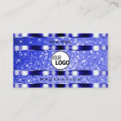 Noble Blue Luminous Glitzer Sparkle Stars und Logo Visitenkarte (Vorderseite)