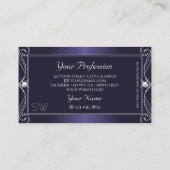 Noble Blue Ombre Verziert Sparkle Diamonds Monogra Visitenkarte (Rückseite)