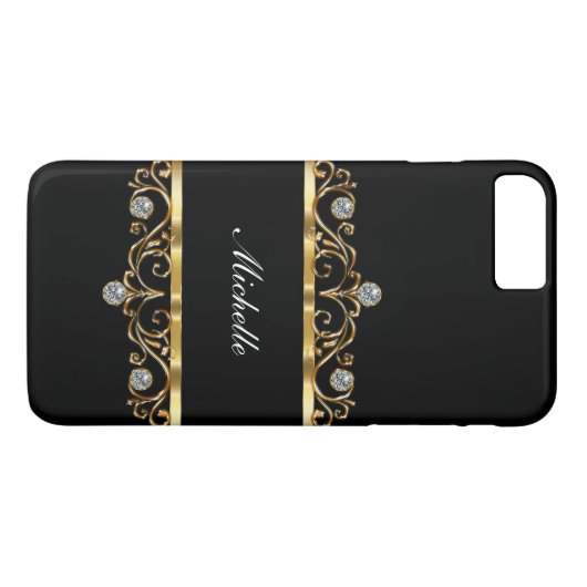 Noble Damen-Monogramm Bling Art Case-Mate iPhone Hülle (Rückseite (Horizontal))
