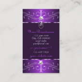 Noble Dark Lila Lilac Verziert Ornaments Initialen Visitenkarte (Rückseite)