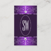 Noble Dark Lila Lilac Verziert Ornaments Initialen Visitenkarte (Vorderseite)