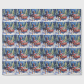 Noble Doberman Guarding Christmas Sleigh Winter Geschenkpapier (Flach)