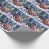 Noble Doberman Guarding Christmas Sleigh Winter Geschenkpapier (Ecke)