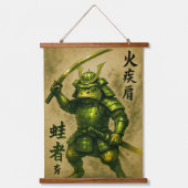 Noble Frog Samurai Wandteppich Mit Holzrahmen (Vorderseite)