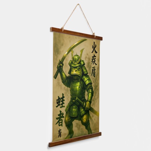 Noble Frog Samurai Wandteppich Mit Holzrahmen (Gewinkelt)