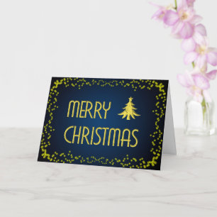 Noble Frohe Weihnachten mit goldenen Weihnachtsbau Karte
