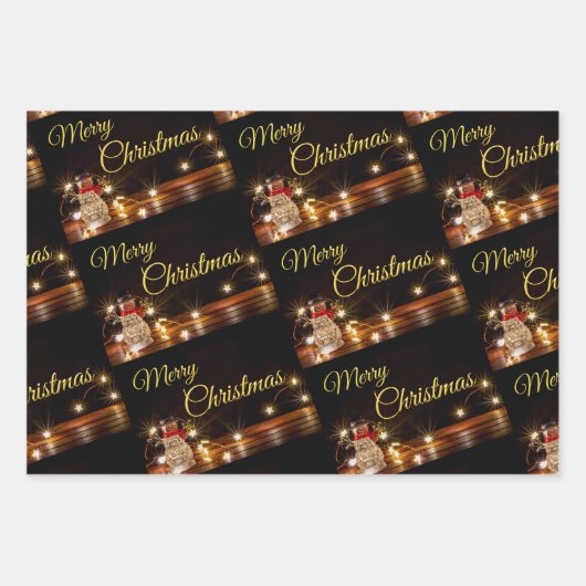 Noble Frohe Weihnachts Geschenkpapier verpacken! Set (Vorderseite)