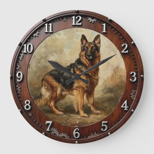 Noble German Shepherd Majestic Dog Art for Home Große Wanduhr (Vorderseite)