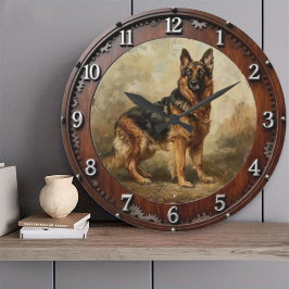 Noble German Shepherd Majestic Dog Art for Home  Große Wanduhr
