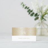 Noble Gold Pearl Shimmer Muster mit Monogramm Visitenkarte (Stehend Vorderseite)
