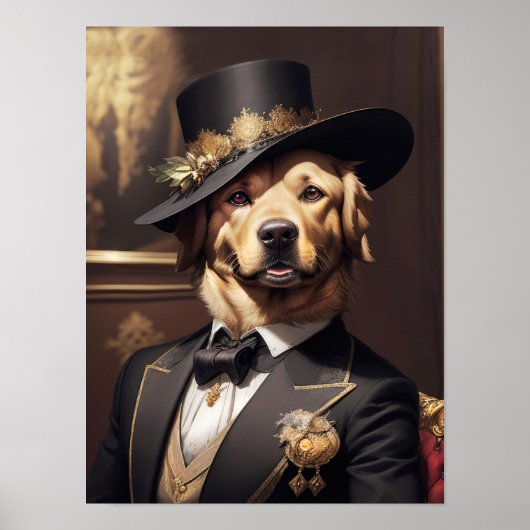 Noble Golden Retriever in elegantem, Viktorianisch Poster (Vorne)