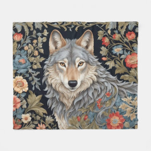 Noble Gray Wolf William Morris Inspiriert Fleecedecke